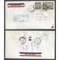 Canada-cover #5187-6c+10c Airmail regd-Hamilton,Ont-Fe 22 1932-first day