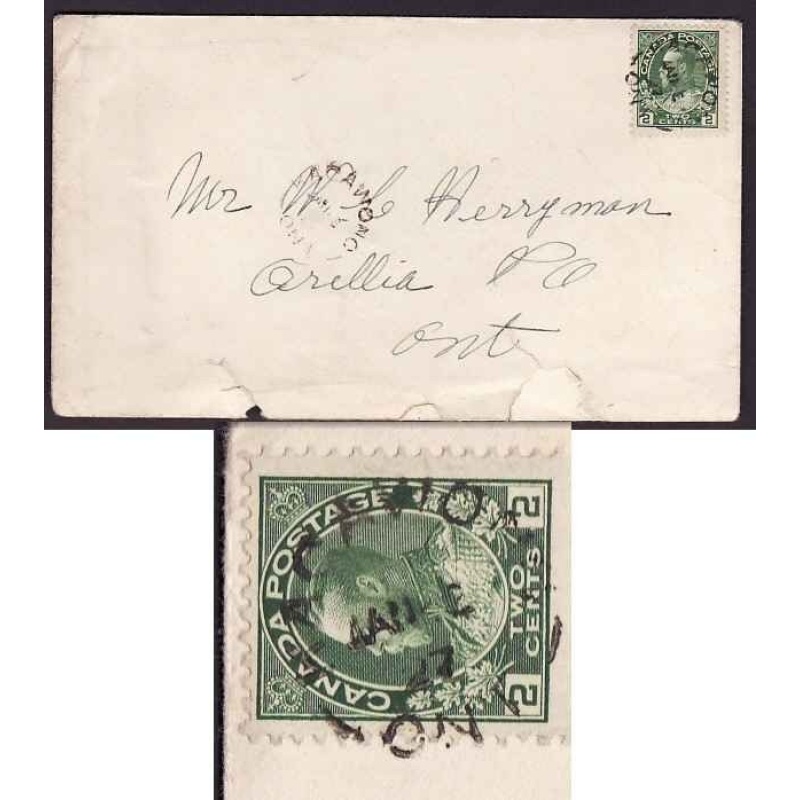 Canada-Scan #9297 -  2c Admiral - Manitoulin District-Kagawong,Ont single broken