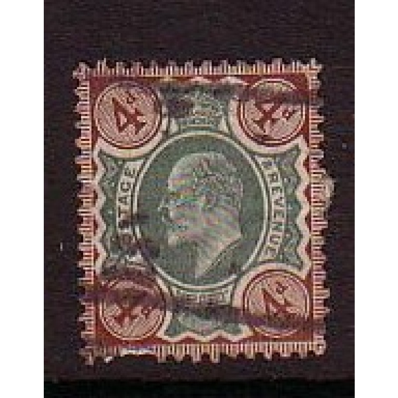 Great Britain Sc 133 1902 4d gray brown & green Edward VII stamp used