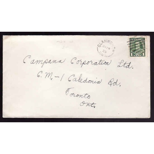 Canada-cover #13534-1c KGV- Middlesex Cnty-Glanworth, Ont-Jul 19 1935