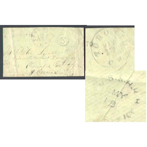 Canada-#8996-Stampless-York Cnty-Toronto,CW CDS [32 cm]-May 18 1857-rated " 3D "
