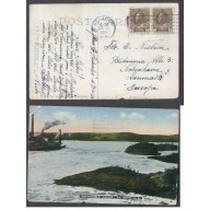 Canada-cover #4432-3c (2)-p/c-St John, NB-Oct 20 1923- 6c UPU p/c rate-Denmark