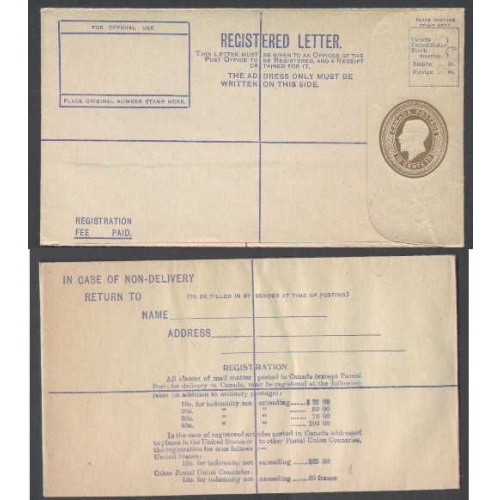 Canada-cover #4523 - 10c KGV unused reg'd envelope[RE 1]-