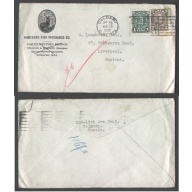 Canada-cover #4992-1c+2c-Calgary,Alberta-Advert-3c Empire letter rate to England -