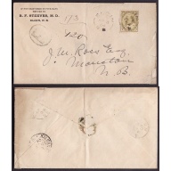 Canada-cover #10153-7c Edward reg'd-Elgin,NB-Ap 8 1904-CC "B.F. Steeves , MD" -