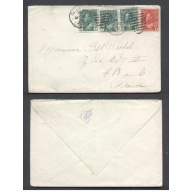 Canada-cover #4988-1c(3)+2c(1) to France-Quebec,Canada-My 30 1912-5c UPU rate