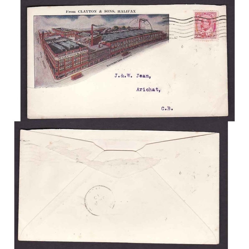 Canada-cover #14119-2c advert-Clayton & Sons-Halifax,NS-flap missing-