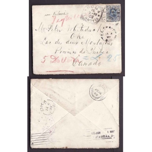 Canada-cover #14081-25c King Humbert-Homa,Ferrovia-Dec 15 1899-due marking