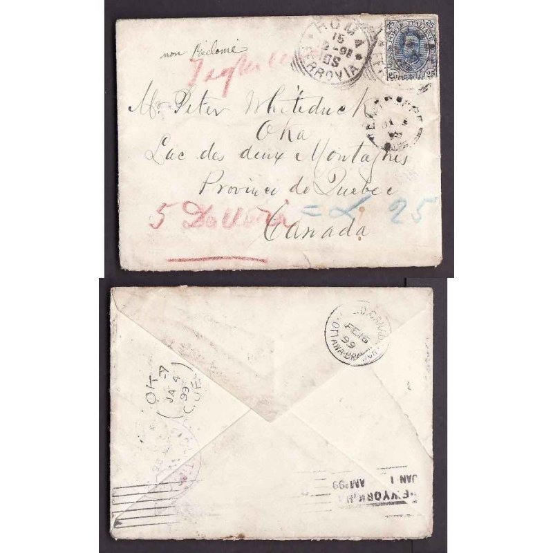 Canada-cover #14081-25c King Humbert-Homa,Ferrovia-Dec 15 1899-due marking