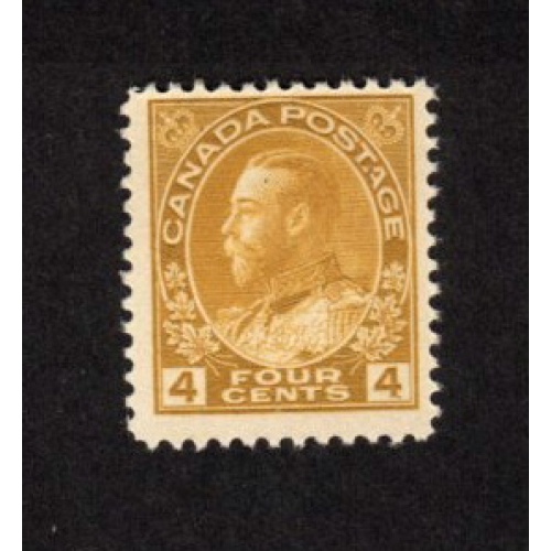 CANADA MVLH 4 CENT YELLOW OCHRE ADMIRAL STAMP SCOTT # 110d