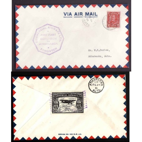 Canada-cover CL48-#14045-2c-Commercial Airways Fe 24 1931 Edmonton to
