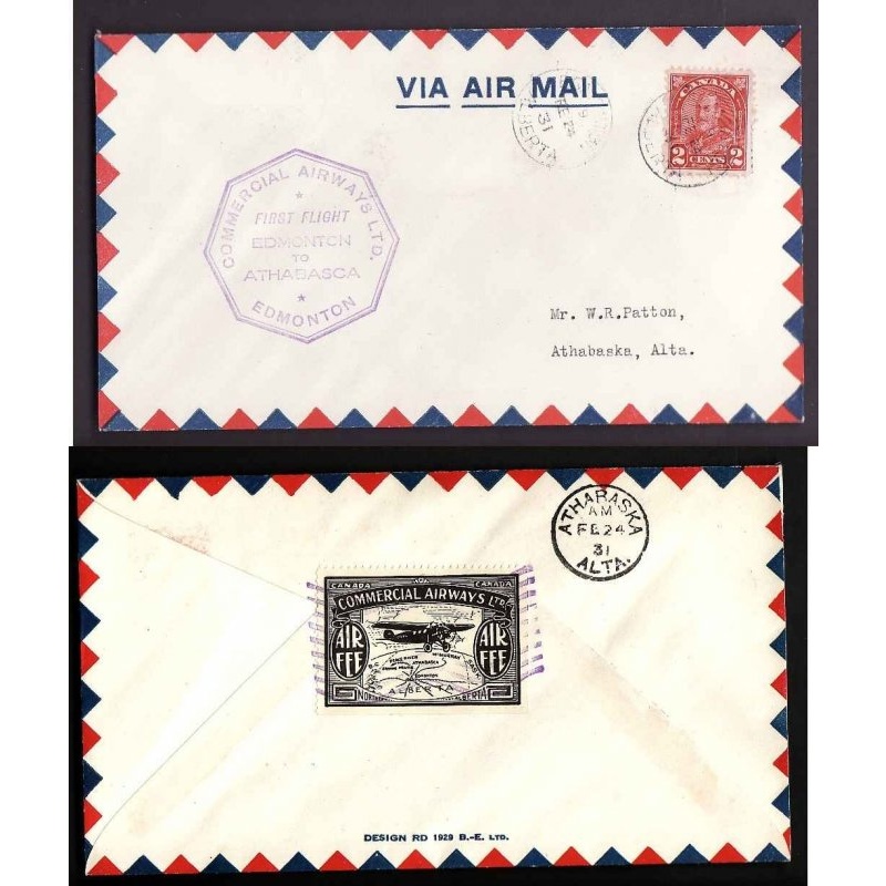 Canada-cover CL48-#14045-2c-Commercial Airways Fe 24 1931 Edmonton to