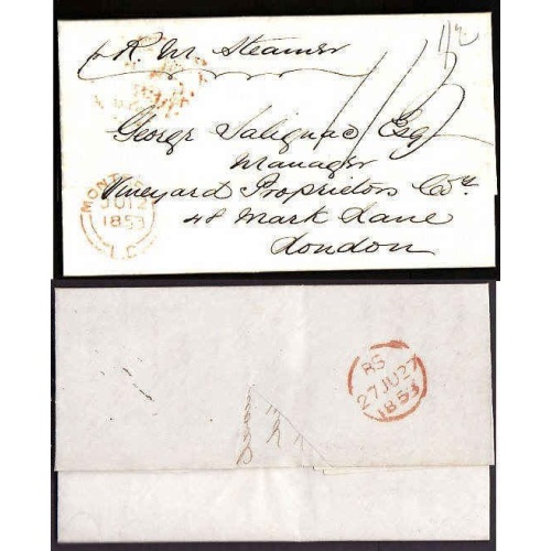 Canada-cover #9958 - Stampless folded letter [ consignment and sale of brandy arriving on