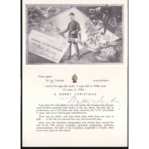 Canada-cover  #10023 -Toronto Letter Carriers 1886 Xmas card reproduction by Walter Bayley