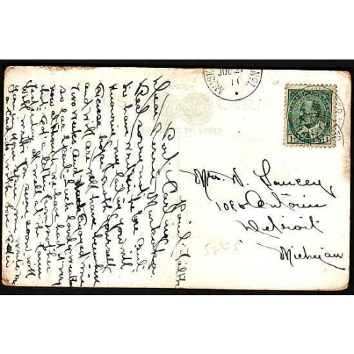 Canada-cover #10202-1c KEVII-p/c-USA-Muskoka Lakes Str/No.1 - Jul 21 1911