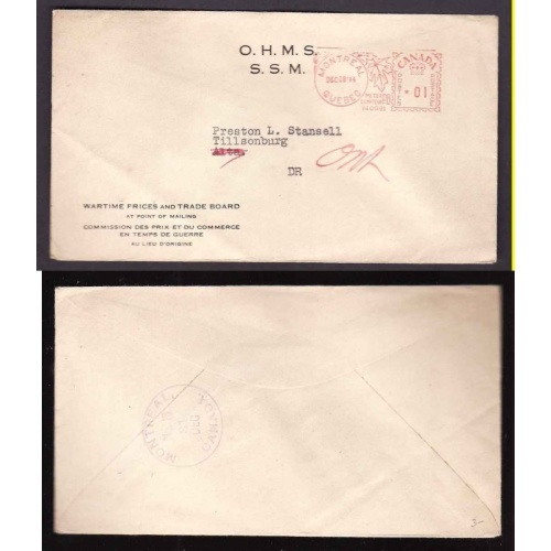 Canada-cover #14344-1c meter-Montreal,Quebec-dec 28 1944-Wartime