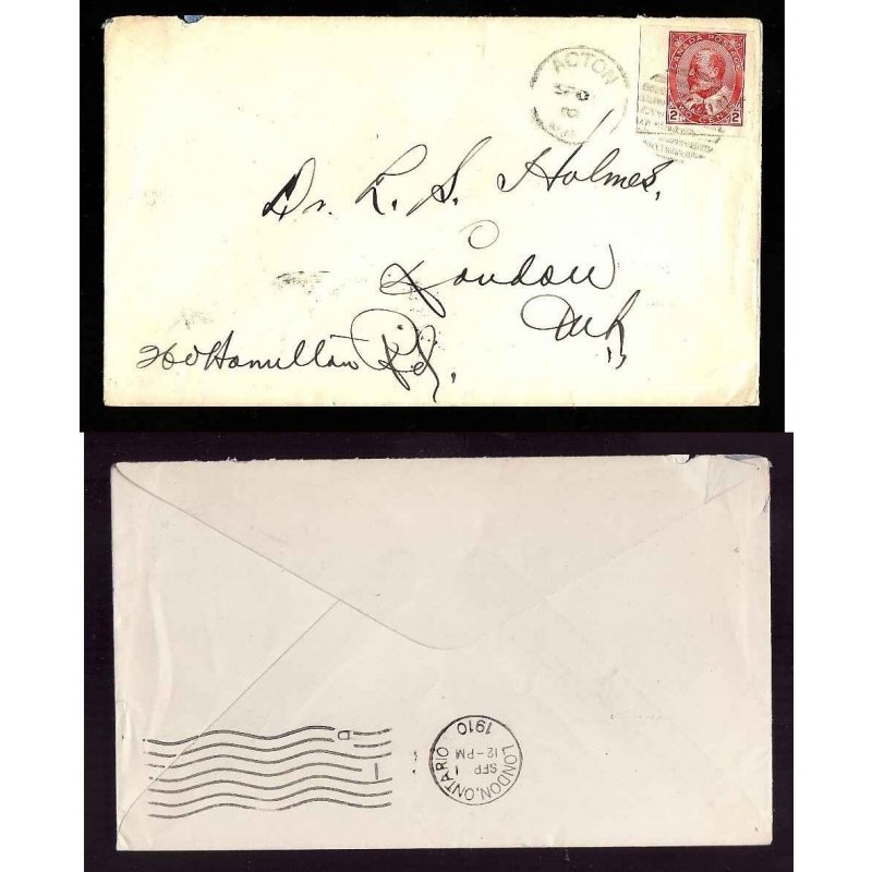Canada-cover #14215–2c Edward imperf-Halton Cnty-Alton-Sp 01 1910-