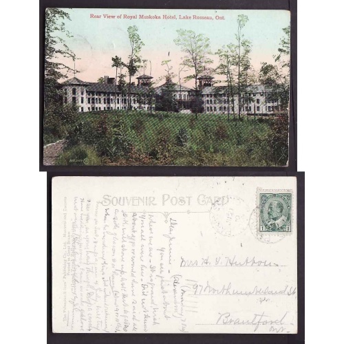 Canada-cover #5010-1c p/c-Parry Sound,Ont-Ju 21 1910-Royal Muskoka Hotel