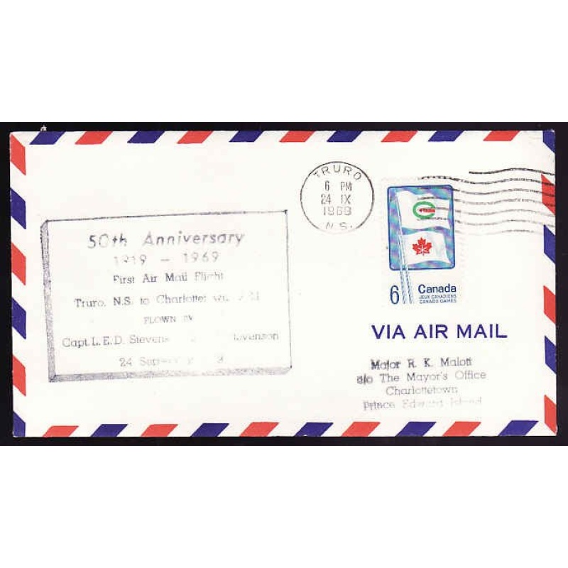 Canada-cover #13440-6c AAMC A6958-anniversary [black cachet] first airmail flight