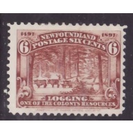 Newfoundland-Sc#66- id20-unused og hinge remnant 6c red brown Logging-1897-