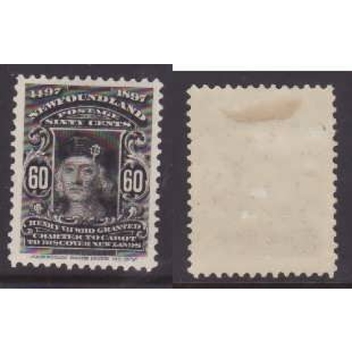 Newfoundland-Sc#74- id77-unused og hinge remnant 60c King Henry VII-1897-