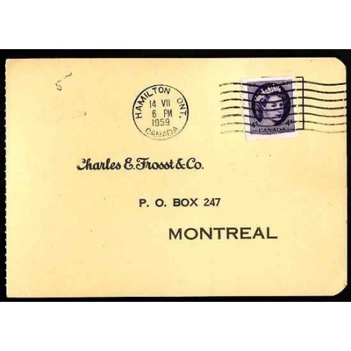 Canada-cover #10385-4c QEII Wilding coil-Wentworth Cnty-Hamilton,Ont-14 VII 1959