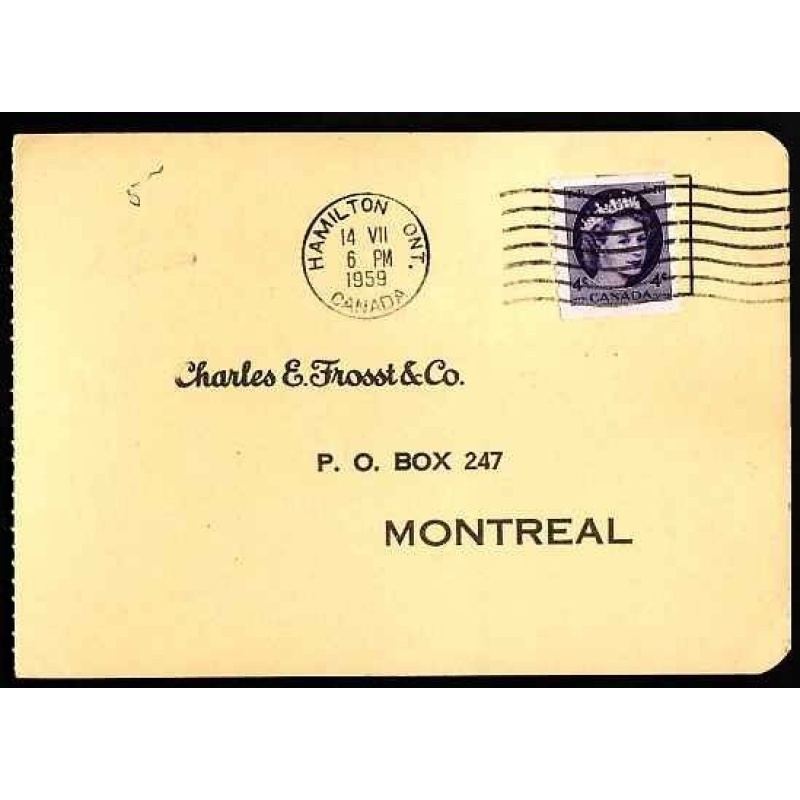 Canada-cover #10385-4c QEII Wilding coil-Wentworth Cnty-Hamilton,Ont-14 VII 1959