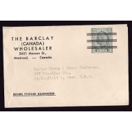 Canada-cover #12874-1c KGVI precancel-CC "The Barclay (Canada) Wholesaler 3451