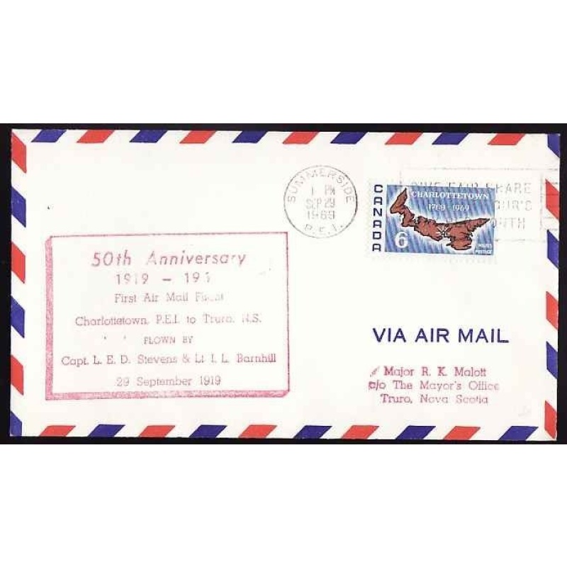 Canada-cover #13438-6c AAMC A6960-anniversary[red cachet]-first airmail flight