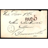 Canada-#11314 - Stampless cover - Frontenac County - Kingston, CW single broke