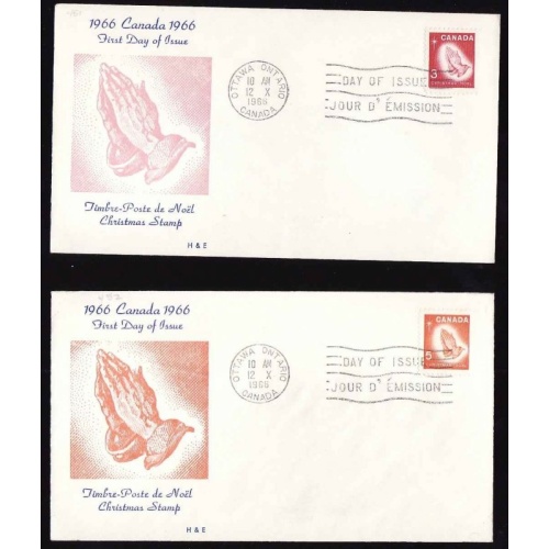 Canada-cover #13686-3c & 5c Christmas-#451-2-FDC-H&E cachet-