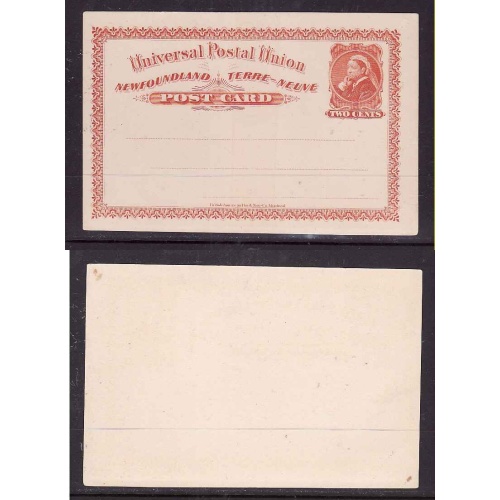 Newfoundland-#2538c -unused 2c vermilion QV postal stationery-P4-