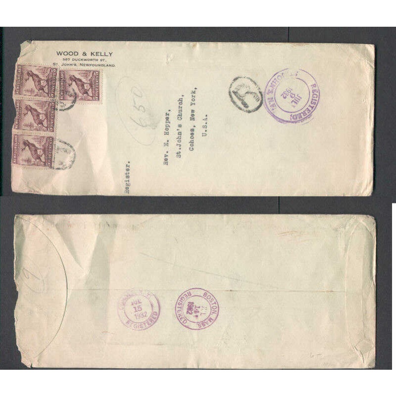 Newfoundland-#2529 - 5c (4) Caribou reg'd- St. John's-Jul 9 1932-perf 13.8 X 13.8 , Die I
