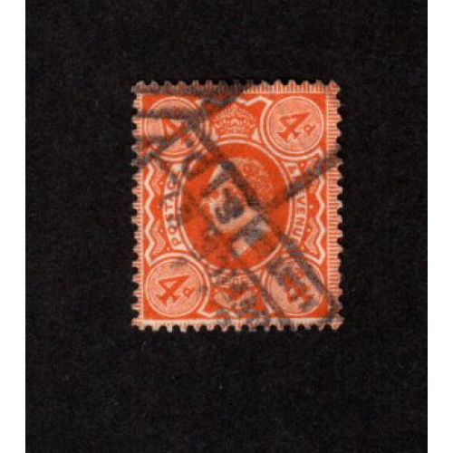 GREAT BRITAIN USED KING EDWARD VII 4p ORANGE SCOTT # 150