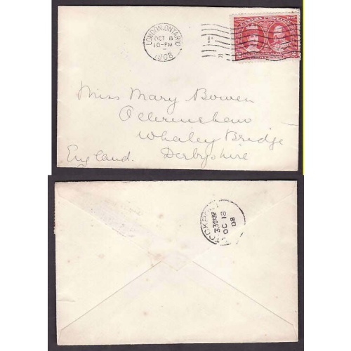 Canada-cover #10032-2c Tercentenary-England-Middlesex Cnty-London,Ont- Oc 8 1908-