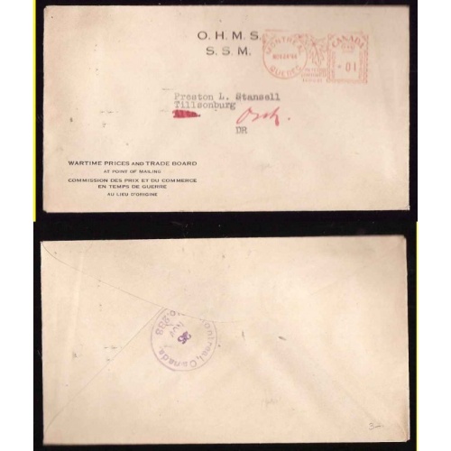 Canada-cover #14345-1c meter-Montreal,Quebec-nov 24 1944-Wartime