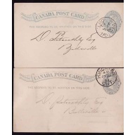 Canada-cover #12023-Two 1c QV p/c-Kingston, Ont -time marks 4p and A2