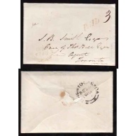 Canada-cover #13145-Stampless-Peel Cnty-Port Credit,UC-De 23 1851-Paid 3