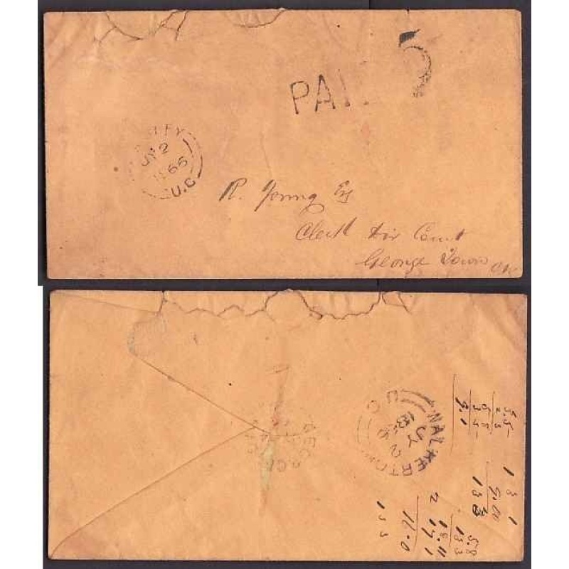 Canada covers #10603-Stampless-Bruce Cnty-Paisley,UC-Jy 2 1866-B/S Walkerton