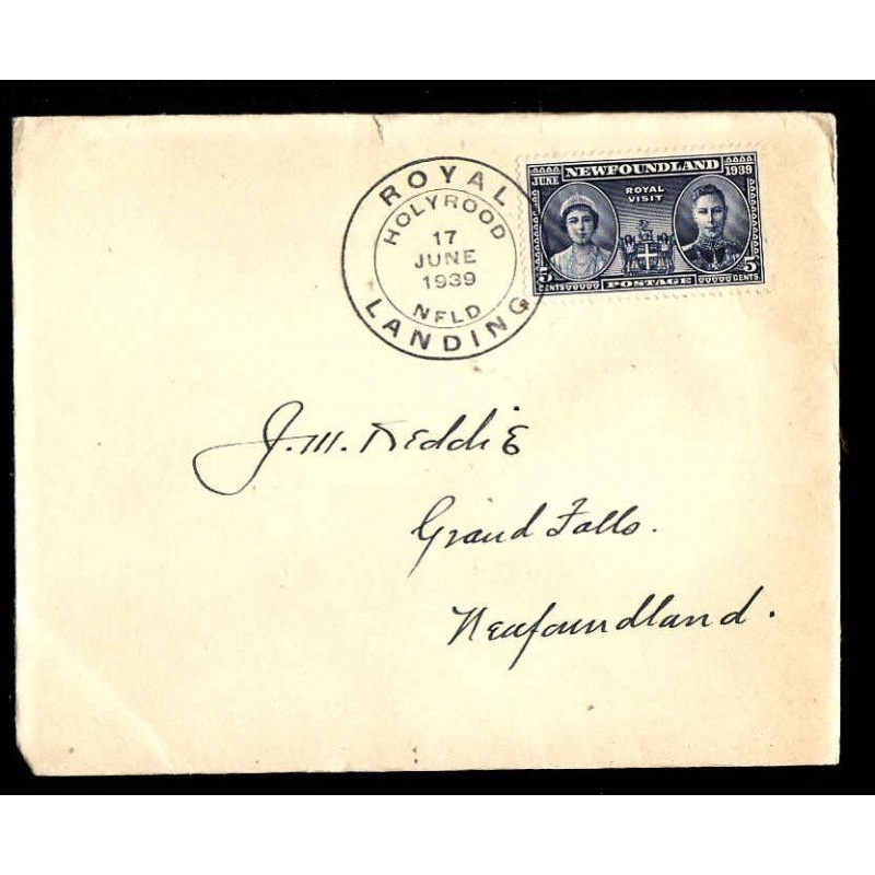 Newfoundland-cover #11553-5c Royal Visit-Holyrood NFLD-17 June 1939-