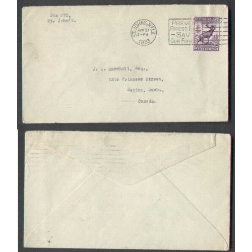 Newfoundland-#3251 - 5c Caribou dark violet Die I - St. John's , N'FLD - Apr 27 1933  - Pr