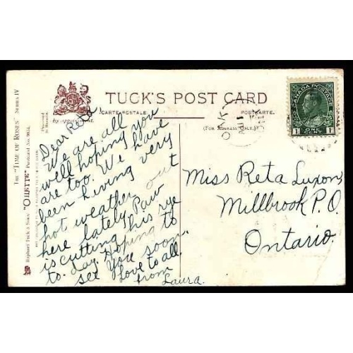 Canada-cover #12071-1c Admiral-Durham cnty-Oak, Ont-Au 1 1913 [PO open-1910-
