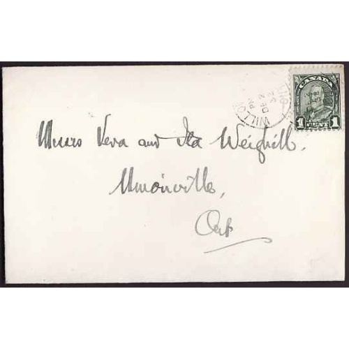 Canada-cover #10407-1c KGV-York Cnty-Willowdale-Dec 21 1932-1c-3rd class