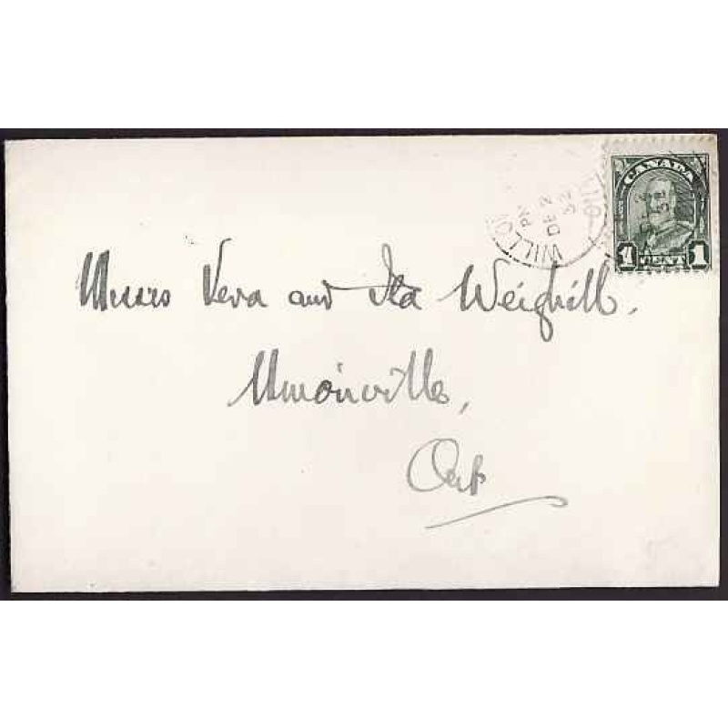 Canada-cover #10407-1c KGV-York Cnty-Willowdale-Dec 21 1932-1c-3rd class