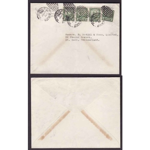 Canada-#9482 - 2c(4) KGV scroll to Switzerland - Montreal , PQ - Jan 17 1930