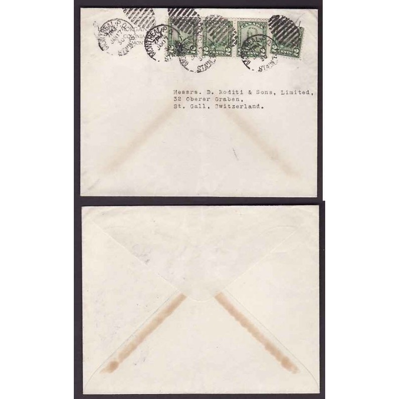 Canada-#9482 - 2c(4) KGV scroll to Switzerland - Montreal , PQ - Jan 17 1930