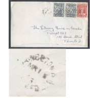 Newfoundland-#6554-1c(2)Cod+3c Queen Mary-Winterton,NEWF'D single broken circle-