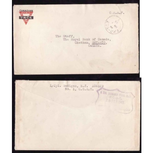Canada-cover #13225-Military-FPO SC3-Mr 1 1943-B/S Cdn. Ordinance Reinf. Unit"-28 Feb 1943-