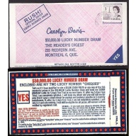 Canada-cover  #10021 - 3c Centennial on Reader's Digest "$50,000.00 Lucky