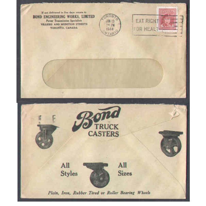 Canada- #8820-4c KGVI War-York County-Toronto,Ont-Jun 13 1944-slogan "